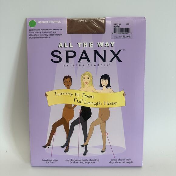 NIP Spanx All The Way Size A Nude Medium Control Ultra Sheer Pantyhose - Picture 1 of 7